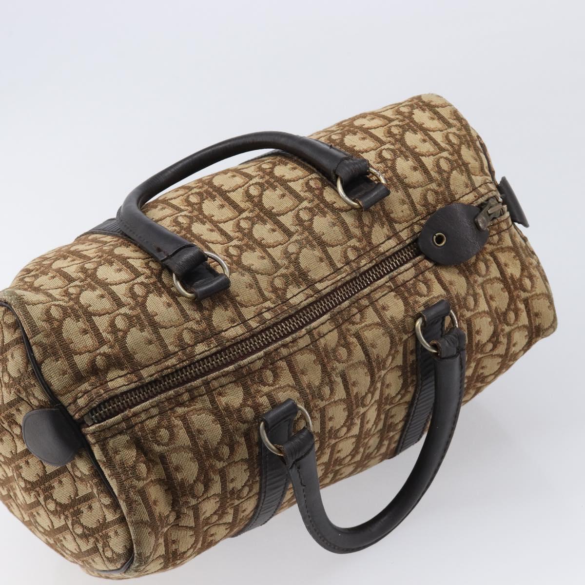 Christian Dior Trotter Canvas Boston Bag Beige Auth 216177