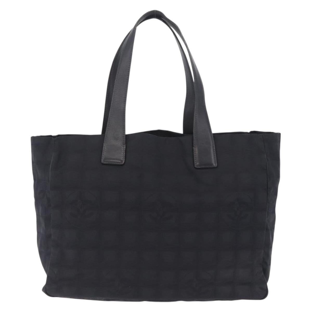 CHANEL New Travel Line Tote Bag Nylon Black CC Auth 216180A