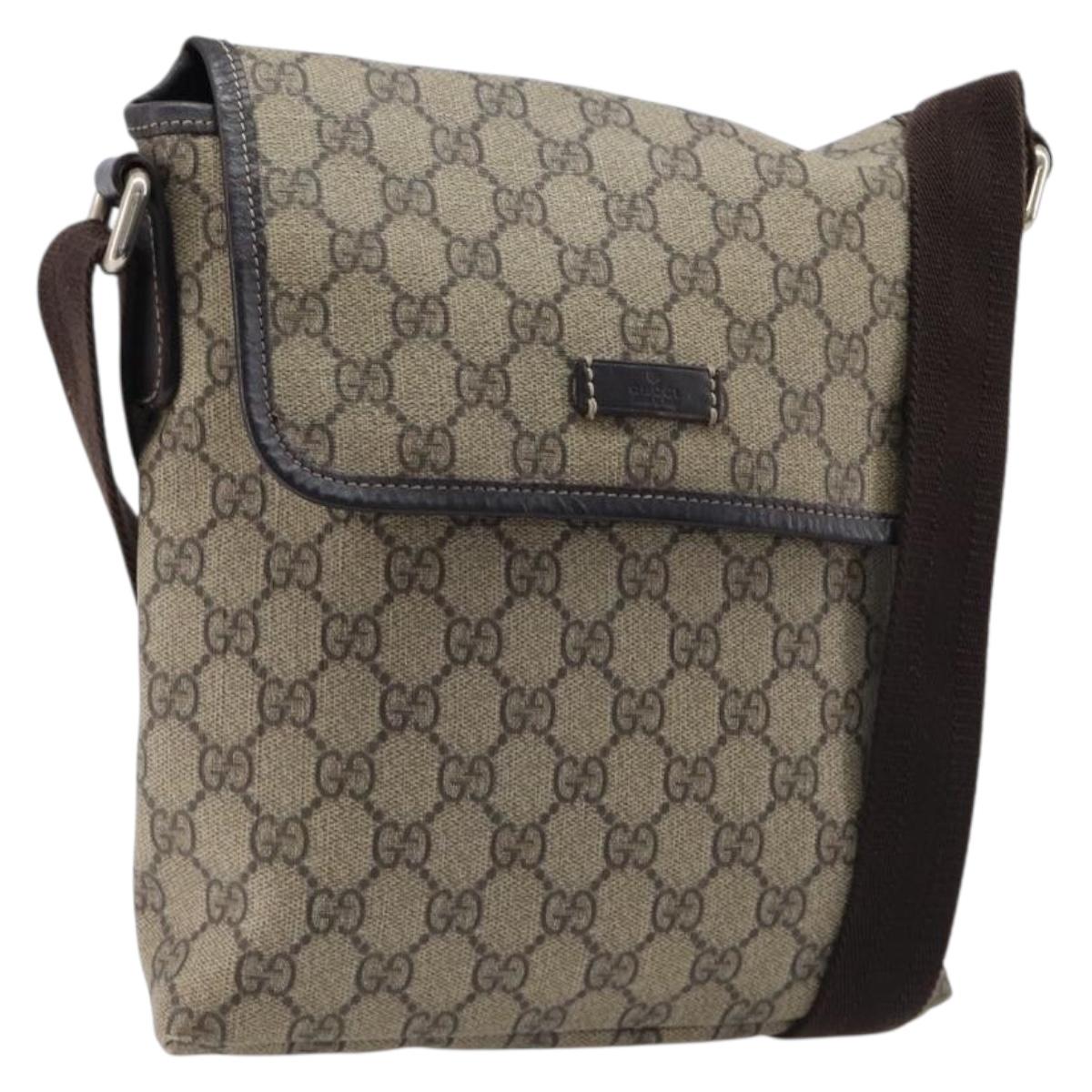 GUCCI GG Supreme Shoulder Bag PVC Beige Gold 223666 Auth 216182A