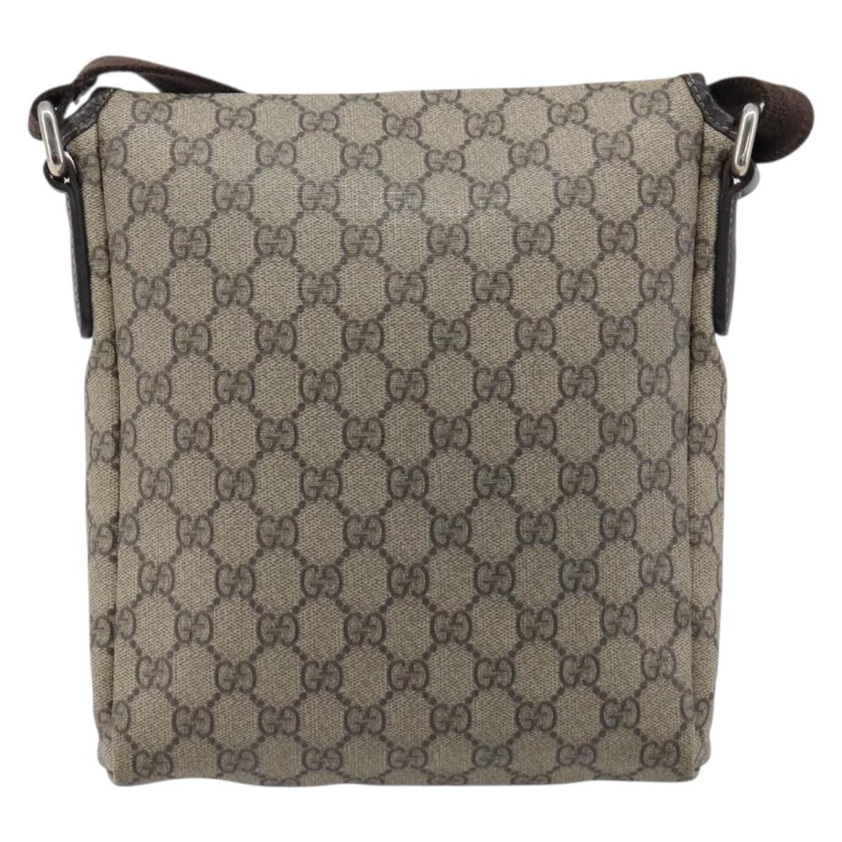 GUCCI GG Supreme Shoulder Bag PVC Beige Gold 223666 Auth 216182A