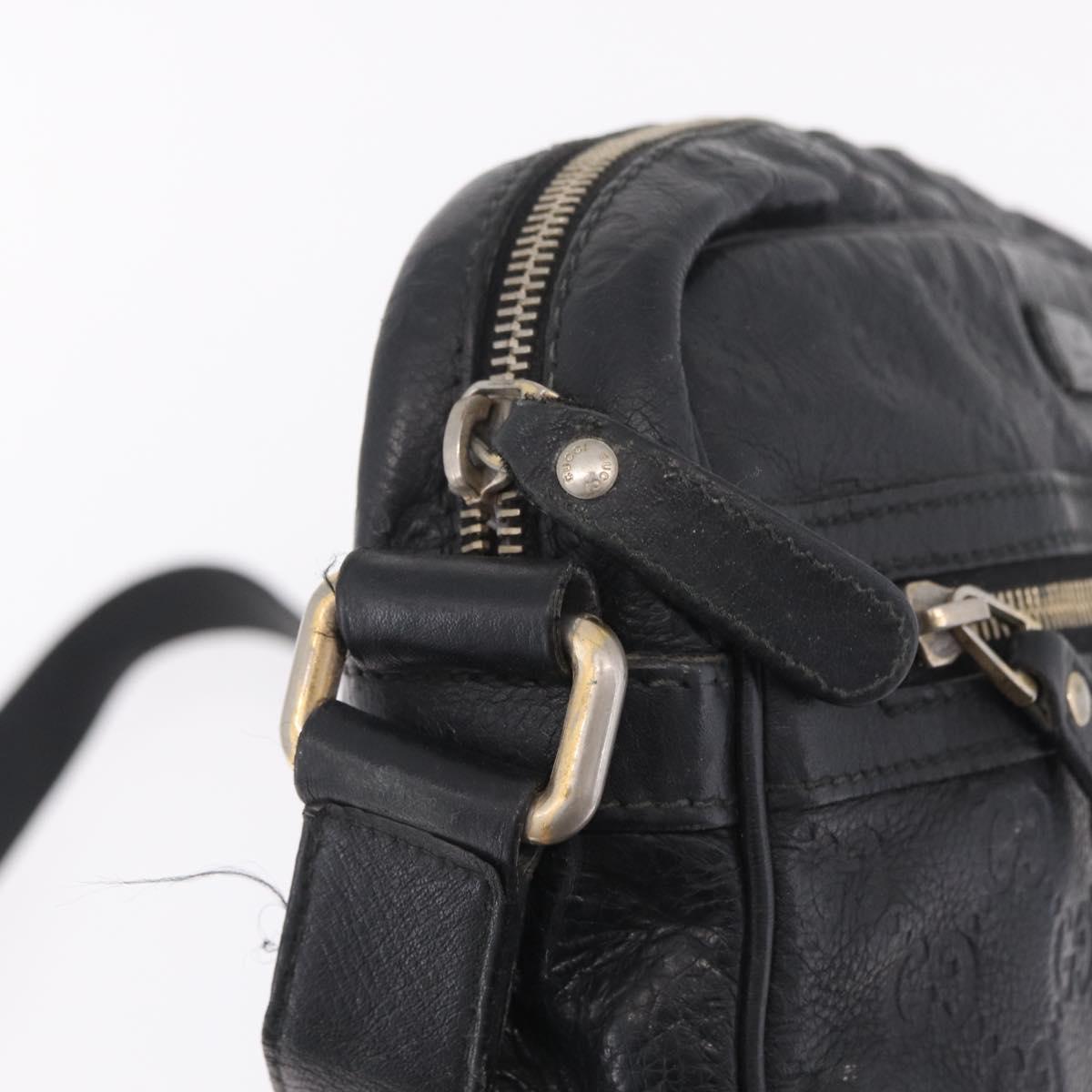 GUCCI GG Canvas Guccissima Shoulder Bag Leather Black Gold 201448 Auth 216184