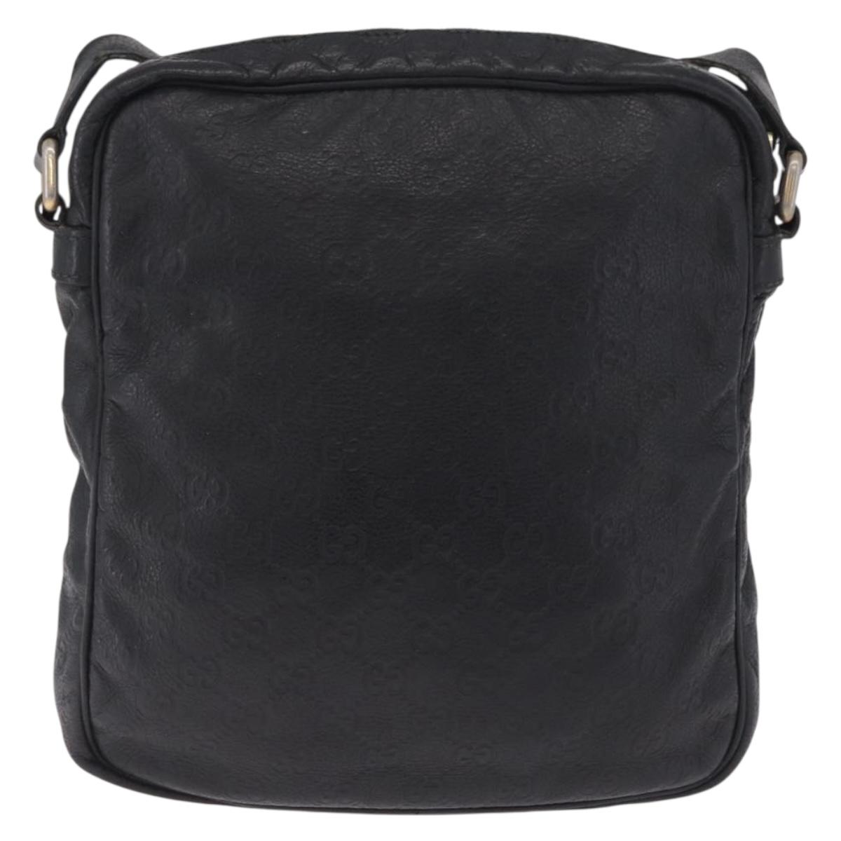 GUCCI GG Canvas Guccissima Shoulder Bag Leather Black Gold 201448 Auth 216184