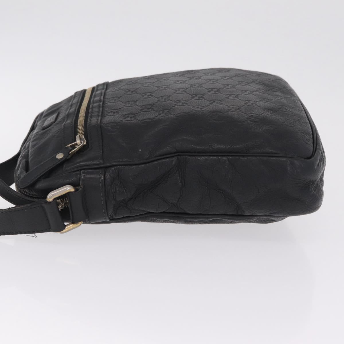 GUCCI GG Canvas Guccissima Shoulder Bag Leather Black Gold 201448 Auth 216184