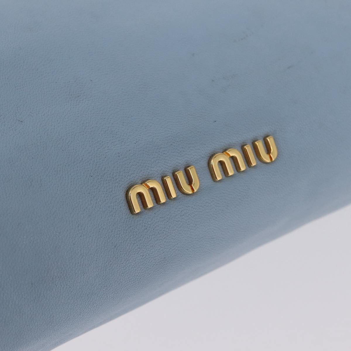 Miu Miu Clutch Bag Leather Light Blue Gold Auth 216189