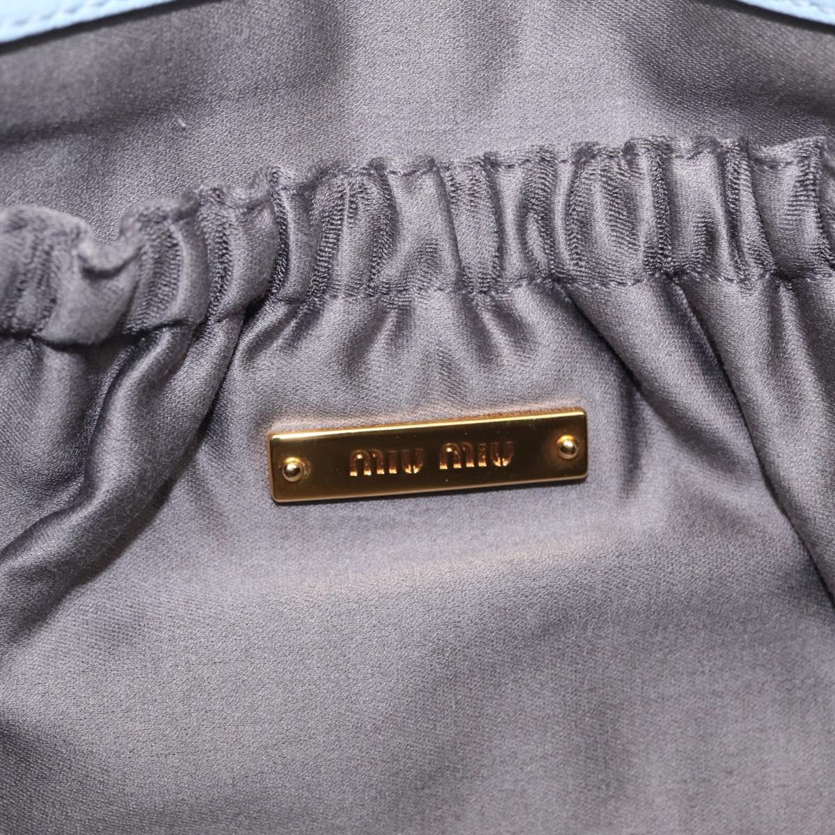 Miu Miu Clutch Bag Leather Light Blue Gold Auth 216189
