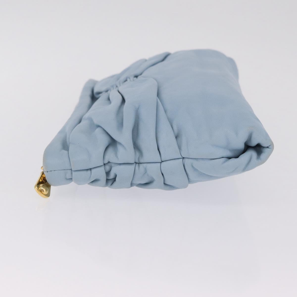 Miu Miu Clutch Bag Leather Light Blue Gold Auth 216189