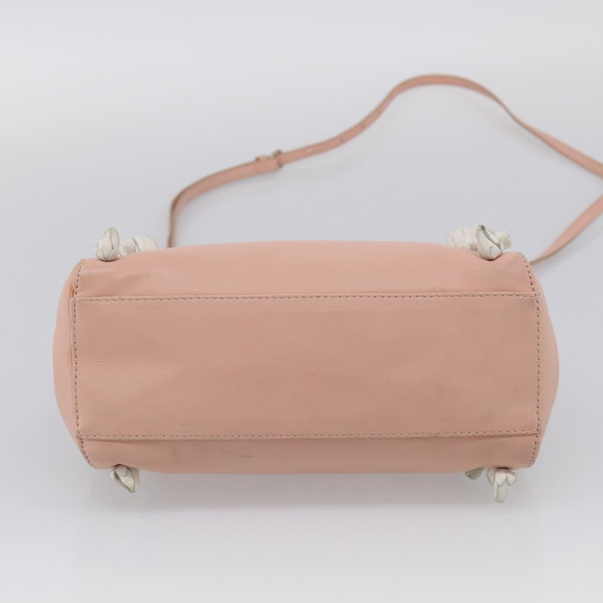 FENDI Mini Peek A Boo Hand Bag Leather 2way Pink Silver Auth 216247A
