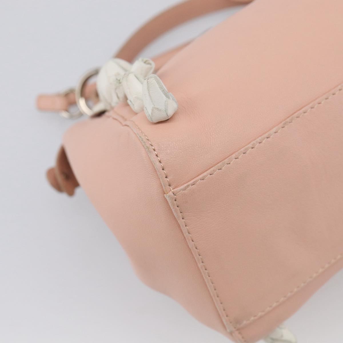FENDI Mini Peek A Boo Hand Bag Leather 2way Pink Silver Auth 216247A