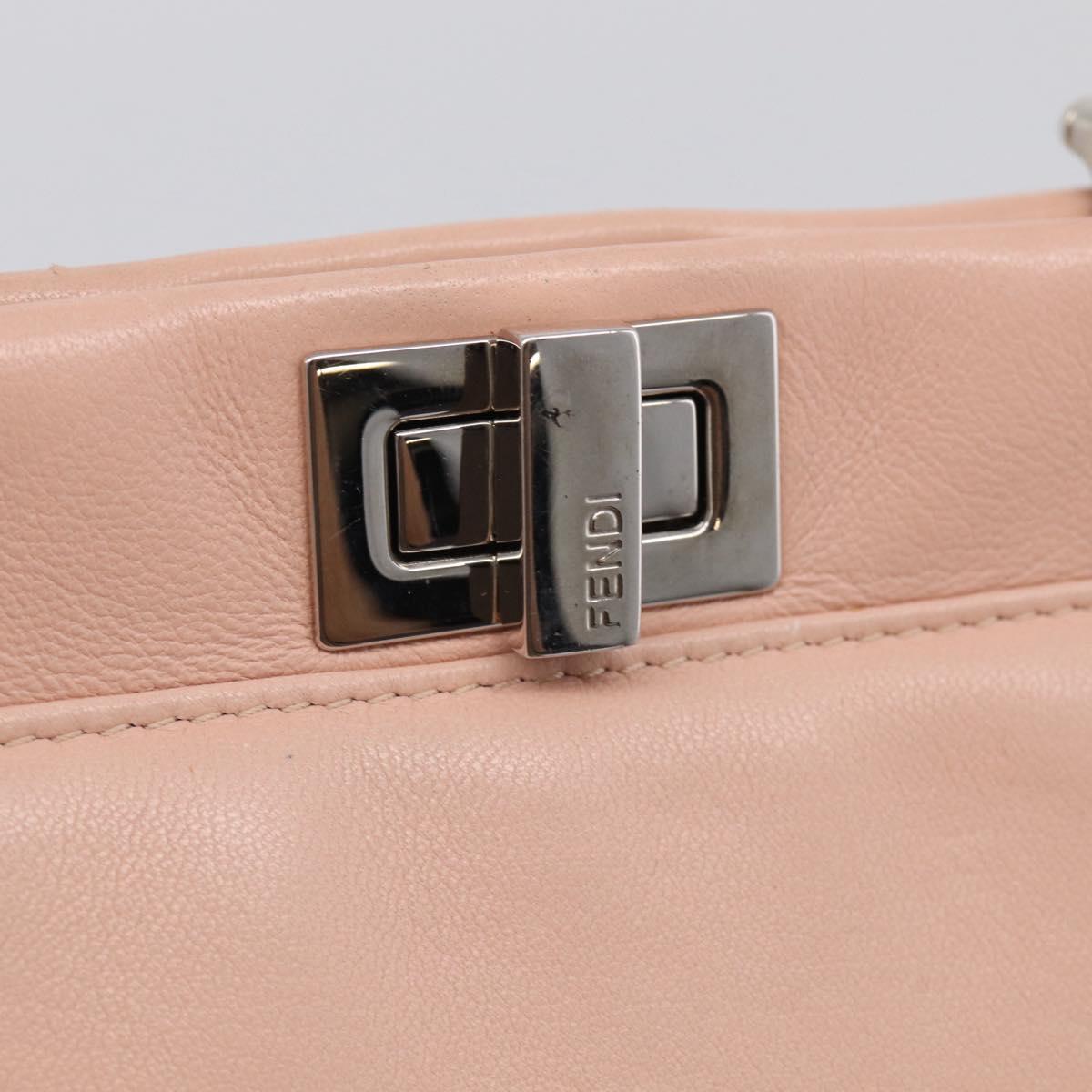 FENDI Mini Peek A Boo Hand Bag Leather 2way Pink Silver Auth 216247A