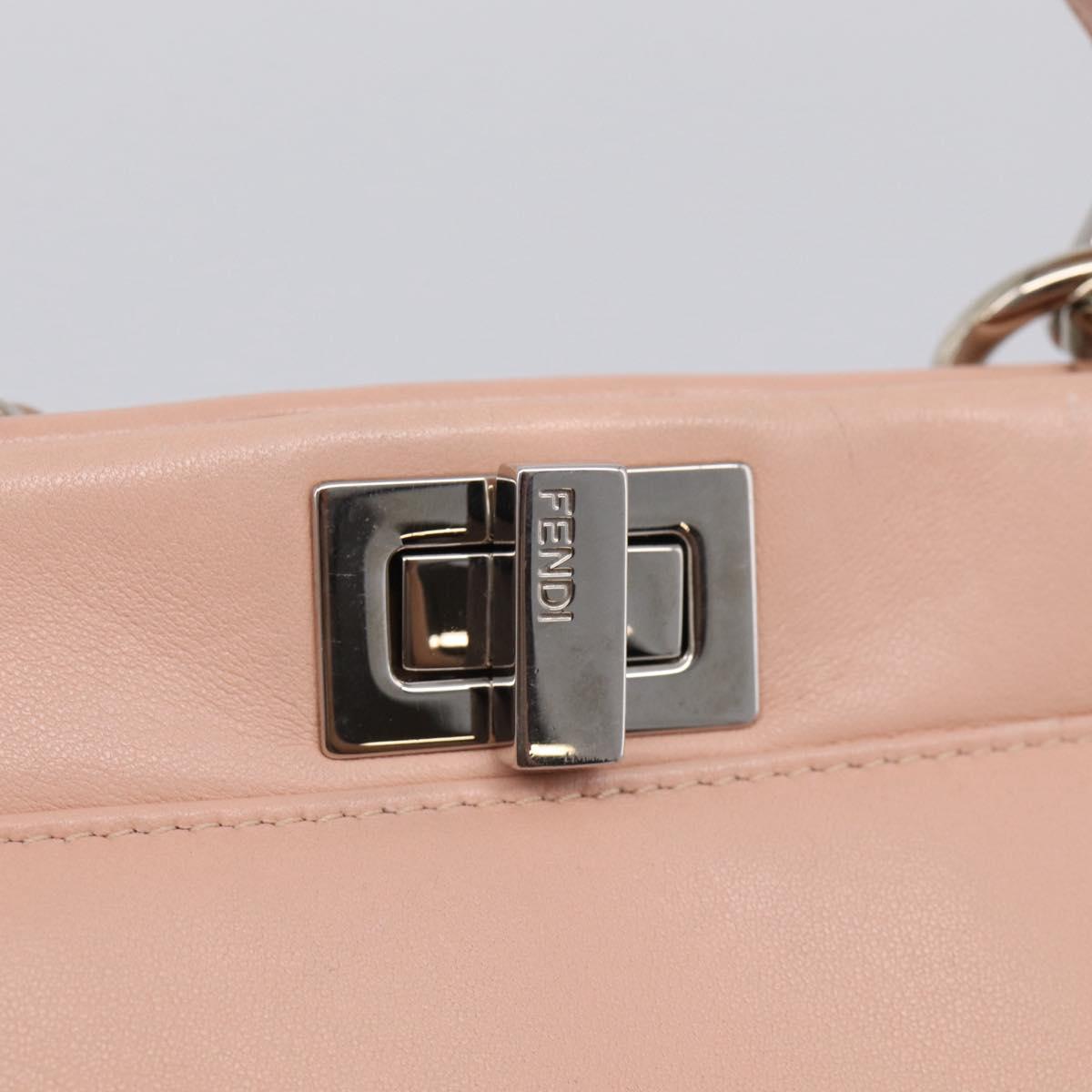 FENDI Mini Peek A Boo Hand Bag Leather 2way Pink Silver Auth 216247A
