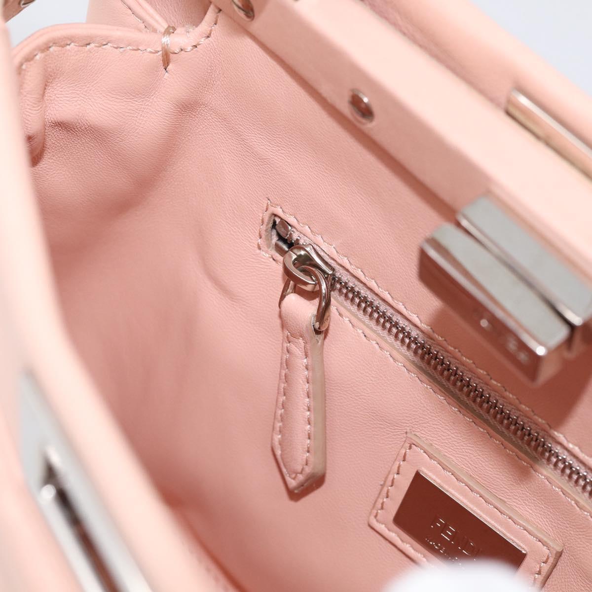 FENDI Mini Peek A Boo Hand Bag Leather 2way Pink Silver Auth 216247A