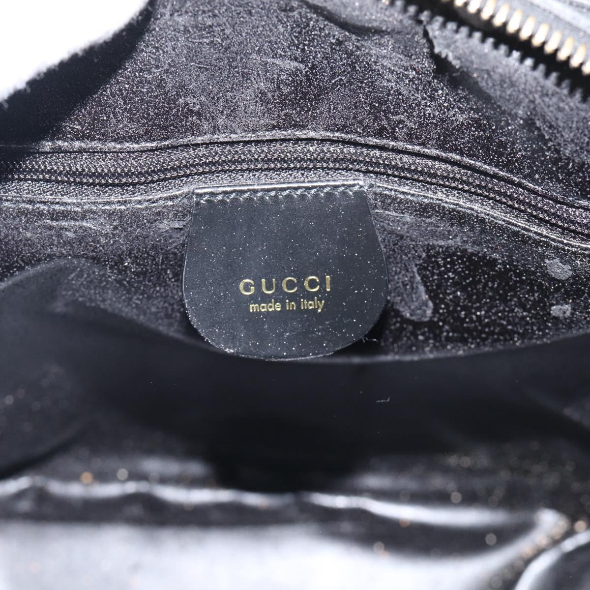 GUCCI Bamboo Tote Bag Patent leather Black Gold 001 3444 1650 Auth 216250