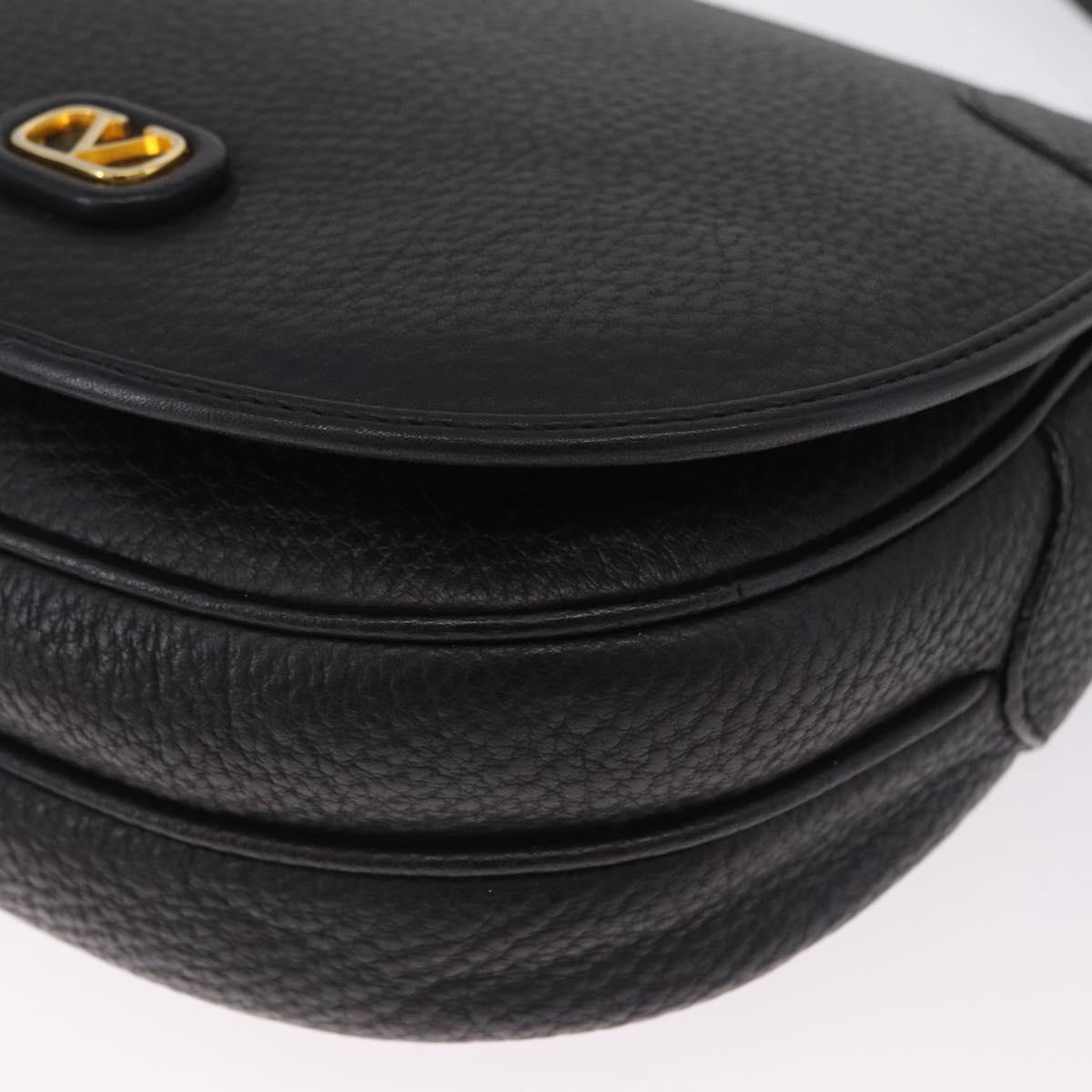 Valentino Shoulder Bag Leather Black Gold Auth 216251A