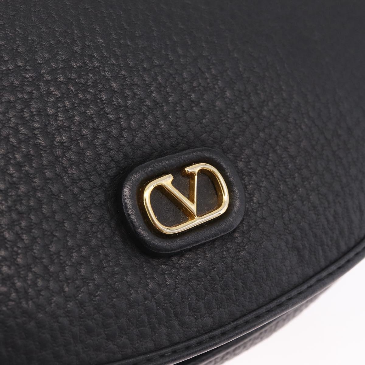 Valentino Shoulder Bag Leather Black Gold Auth 216251A