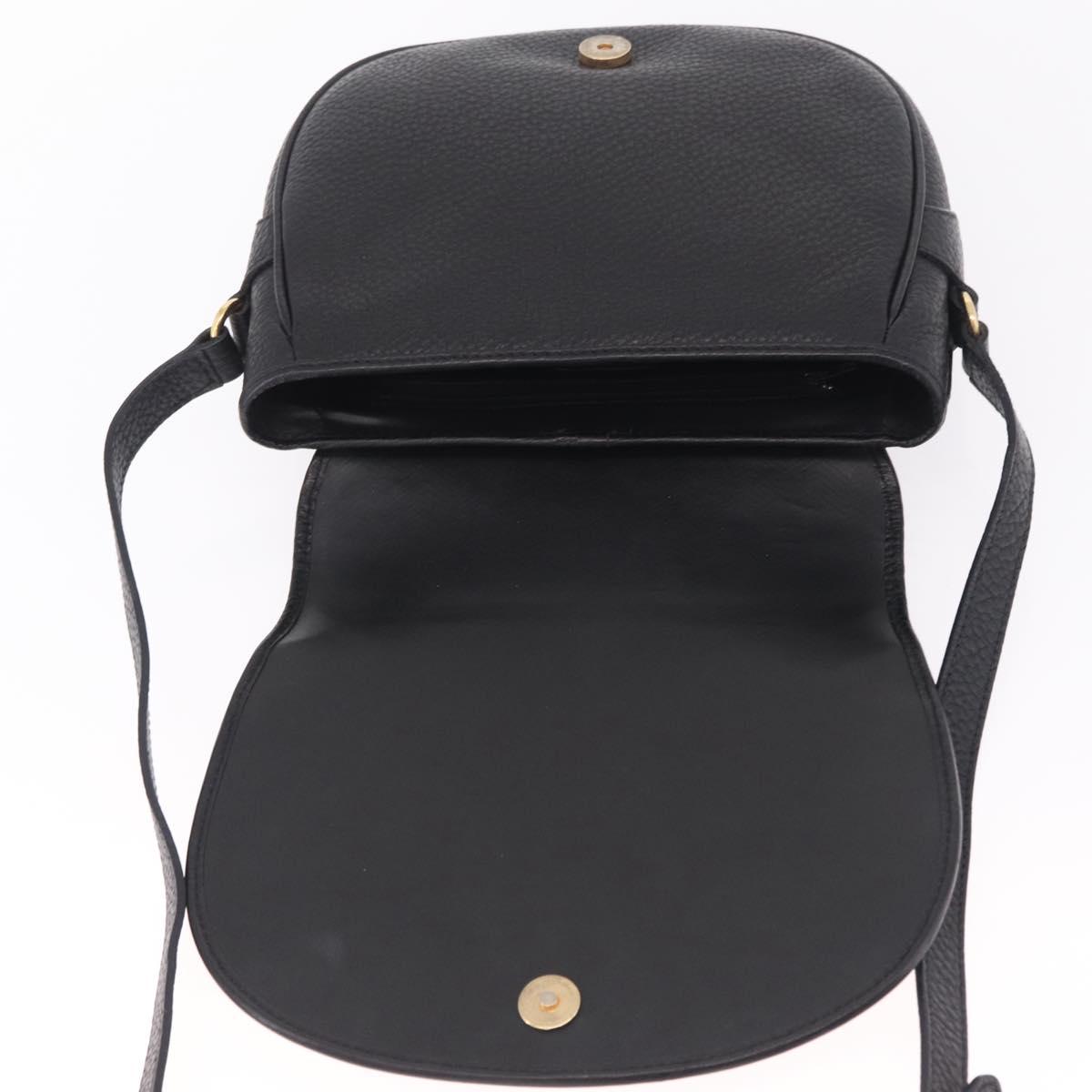 Valentino Shoulder Bag Leather Black Gold Auth 216251A