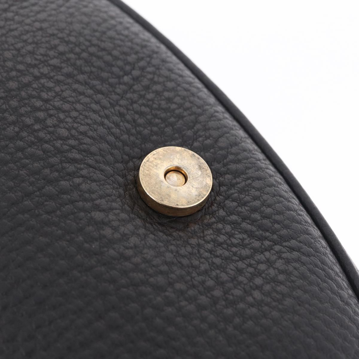 Valentino Shoulder Bag Leather Black Gold Auth 216251A