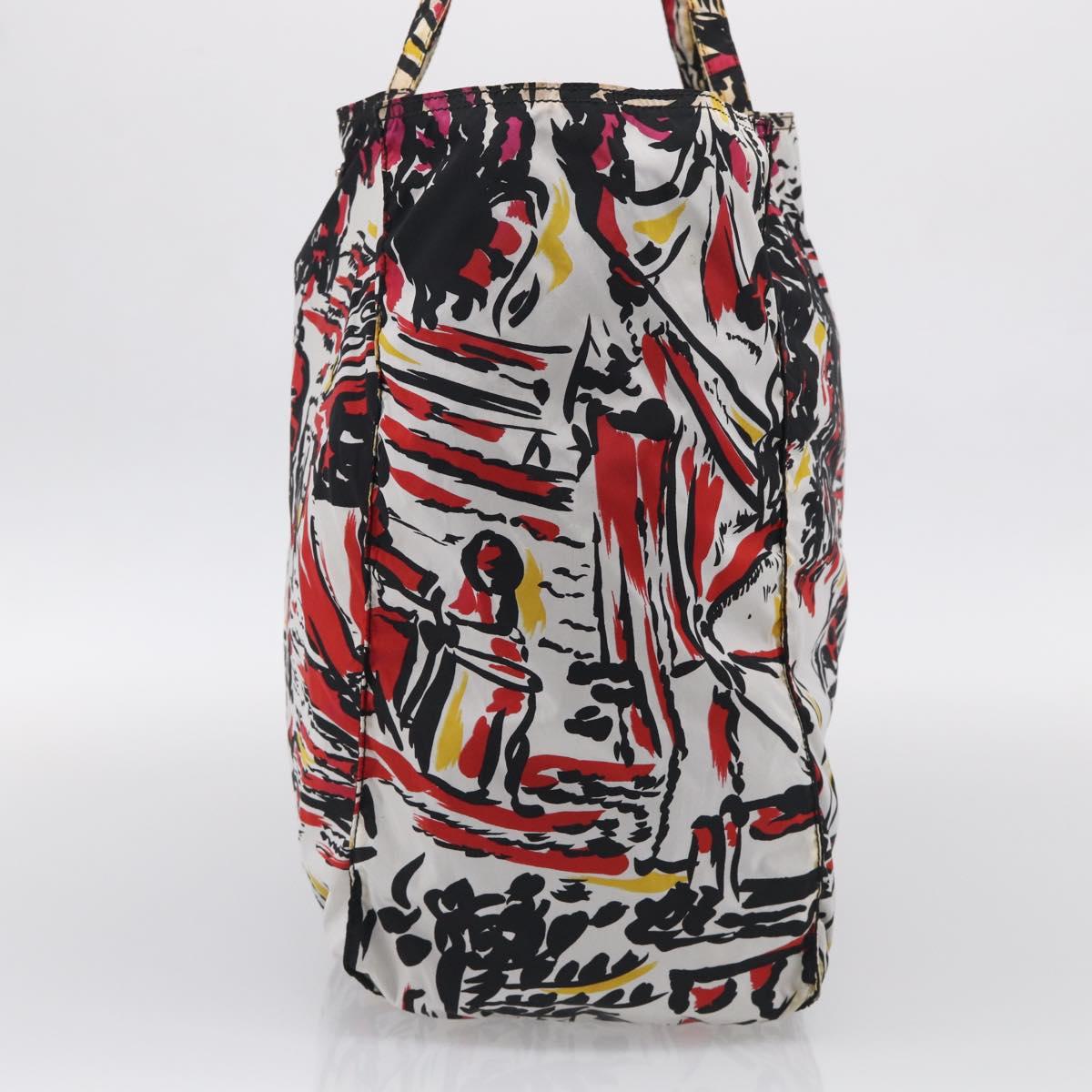 PRADA Tote Bag Nylon White Black Auth 216259