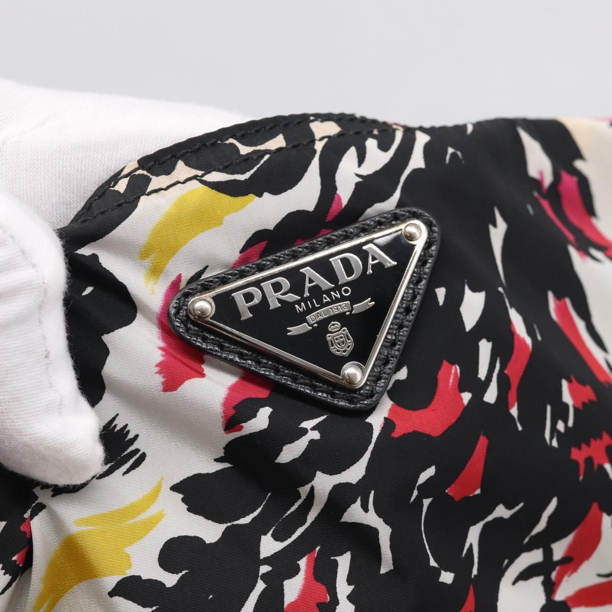 PRADA Tote Bag Nylon White Black Auth 216259