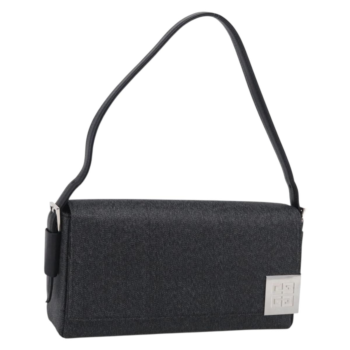 GIVENCHY Hand Bag Leather Black Silver Auth 216260A