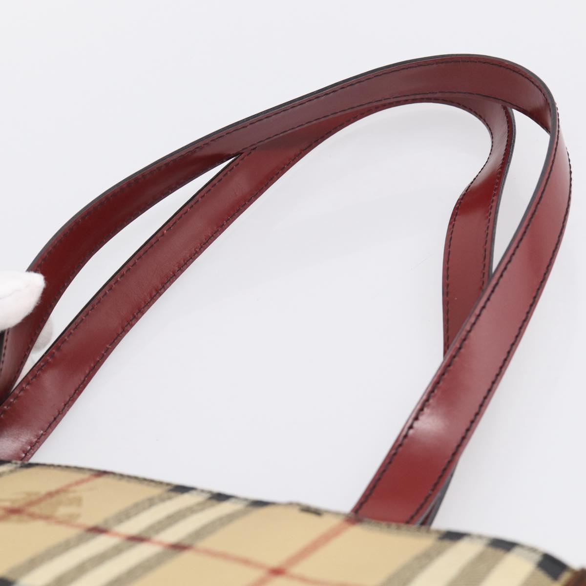 BURBERRY Nova Check Tote Bag PVC Beige Silver Auth 216264A