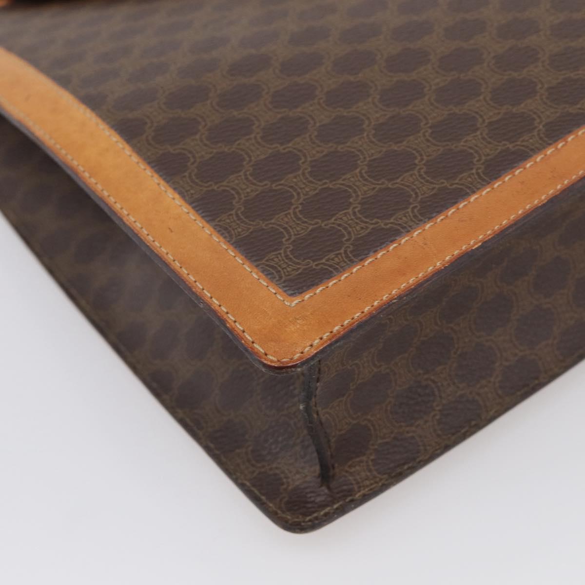 CELINE Macadam Canvas Hand Bag PVC Leather Brown Gold Auth 216265