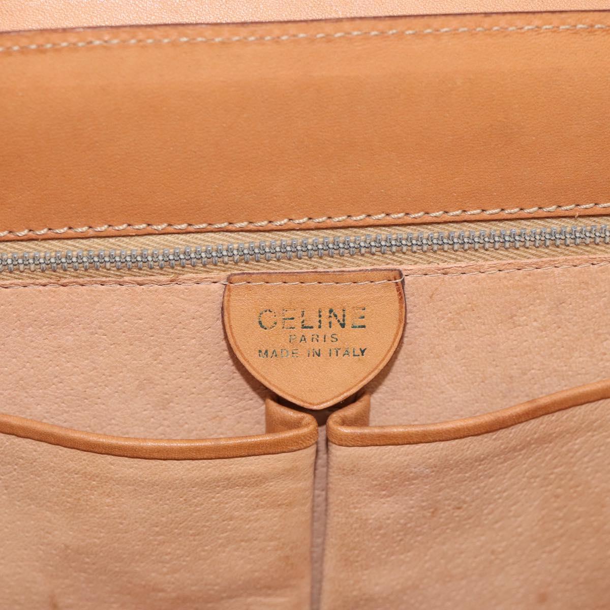 CELINE Macadam Canvas Hand Bag PVC Leather Brown Gold Auth 216265