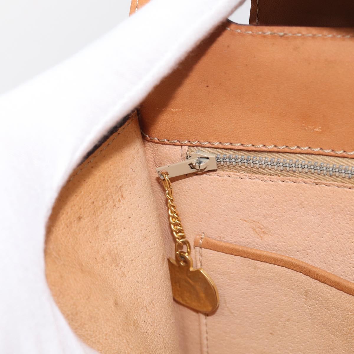 CELINE Macadam Canvas Hand Bag PVC Leather Brown Gold Auth 216265
