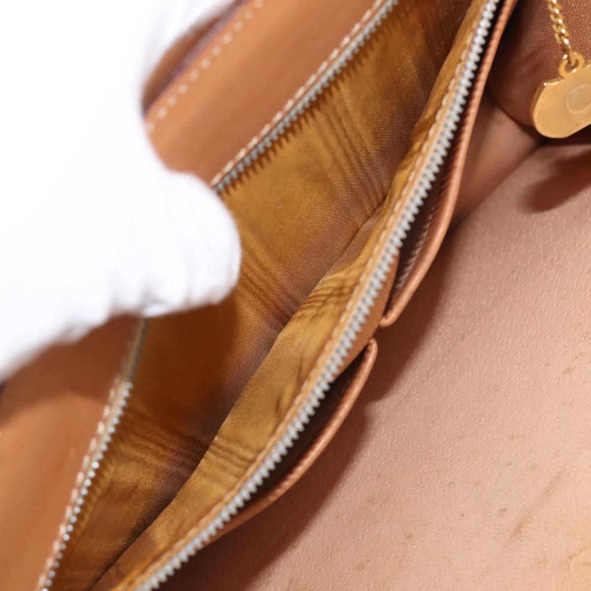 CELINE Macadam Canvas Hand Bag PVC Leather Brown Gold Auth 216265