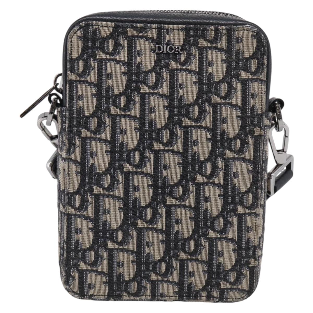 Christian Dior Trotter Canvas Oblique Messenger Pouch Bag Navy Auth 216266V