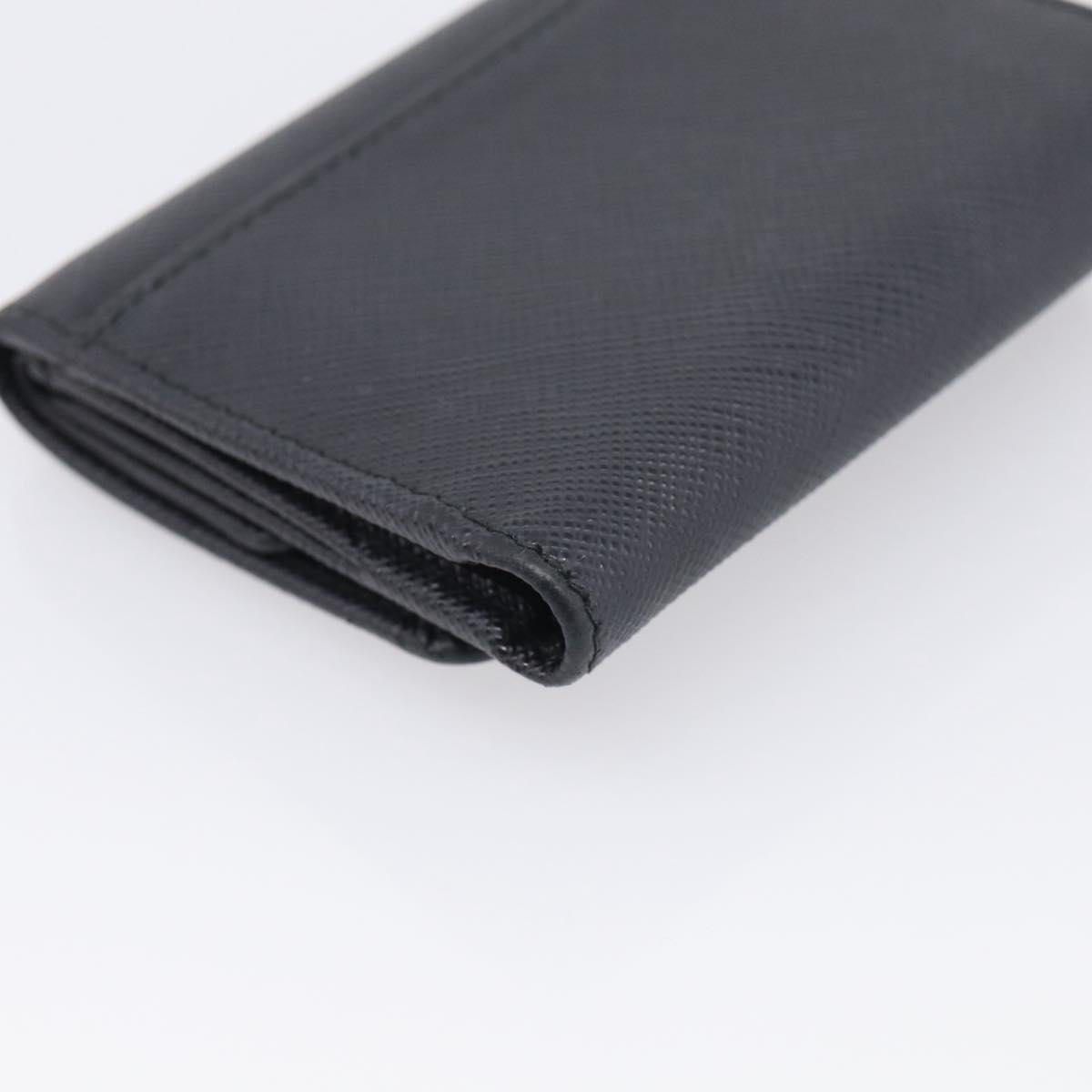 PRADA Trifold Wallet Saffiano leather Black Silver Auth 216267M