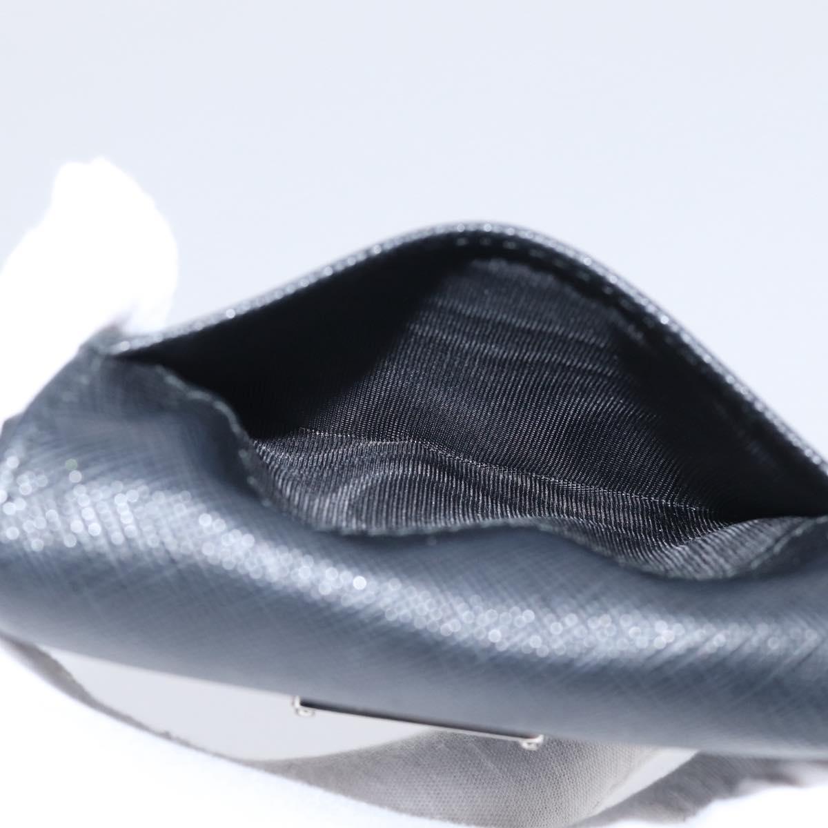 PRADA Trifold Wallet Saffiano leather Black Silver Auth 216267M