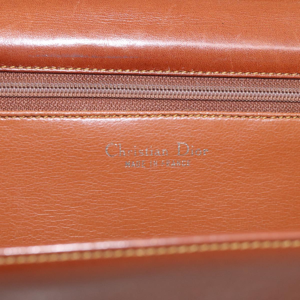 Christian Dior Shoulder Bag Leather Brown Gold Auth 216270