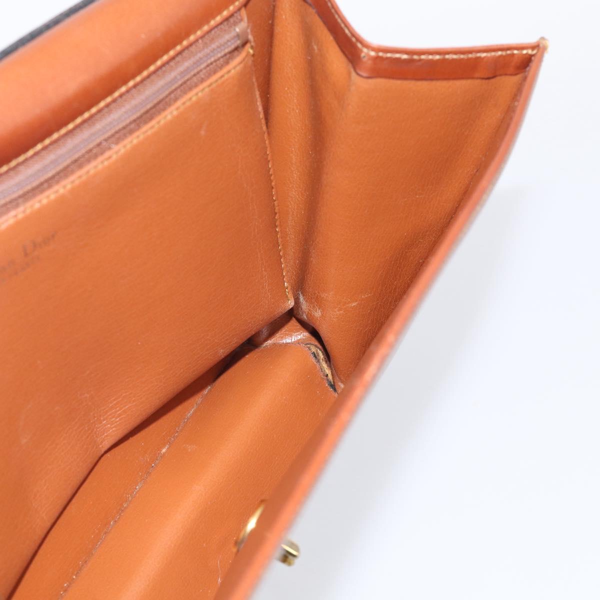 Christian Dior Shoulder Bag Leather Brown Gold Auth 216270