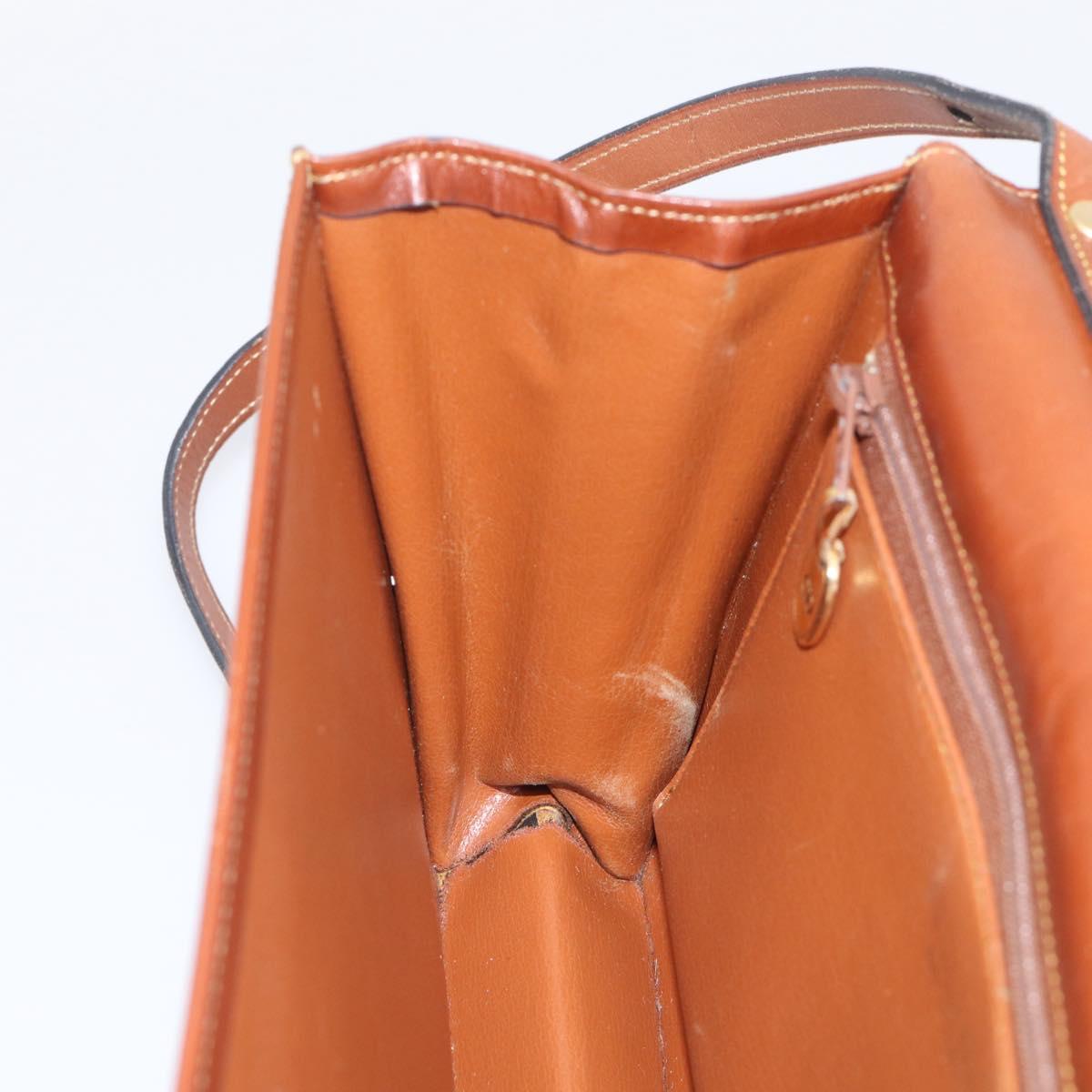 Christian Dior Shoulder Bag Leather Brown Gold Auth 216270