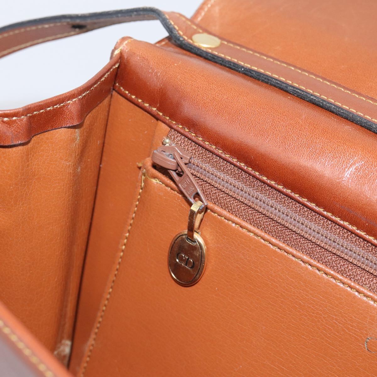 Christian Dior Shoulder Bag Leather Brown Gold Auth 216270