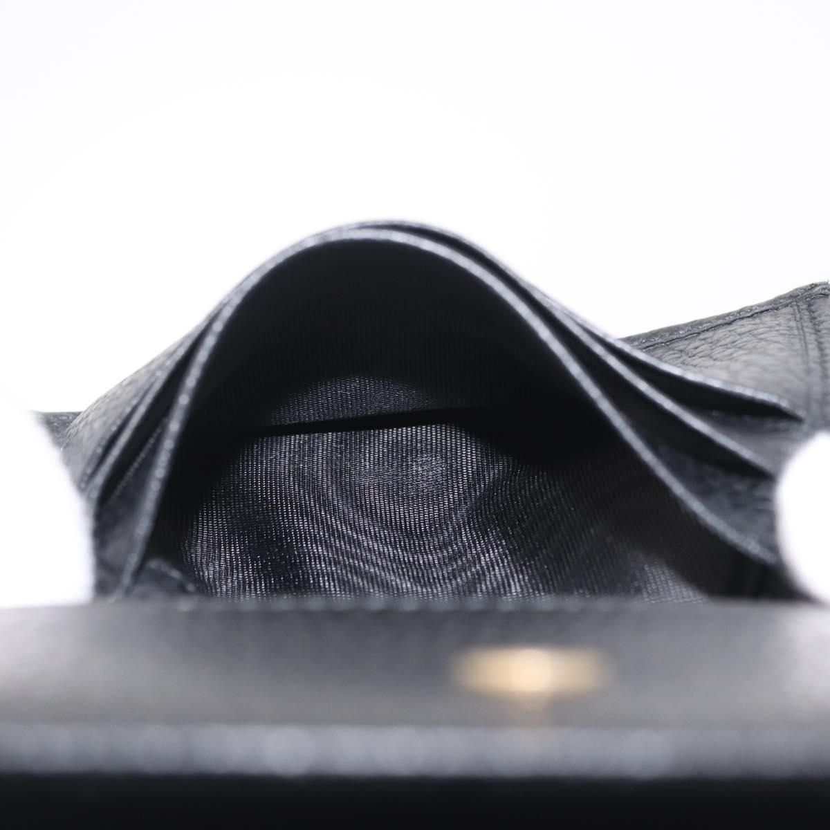 GUCCI GG Marmont Bifold Wallet Leather Black Gold 456126 Auth 216273V