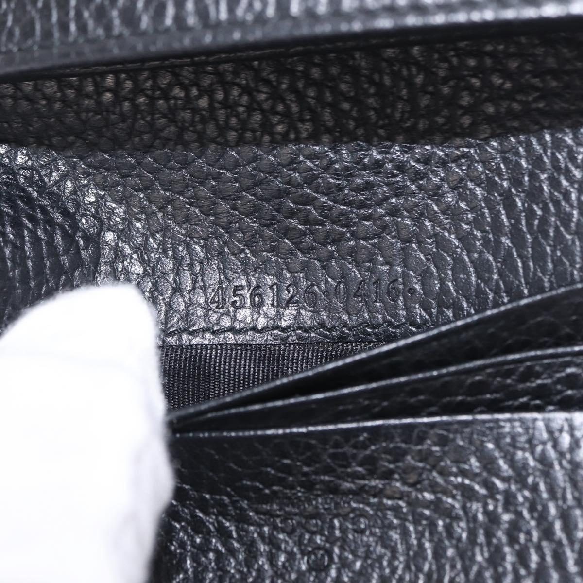 GUCCI GG Marmont Bifold Wallet Leather Black Gold 456126 Auth 216273V