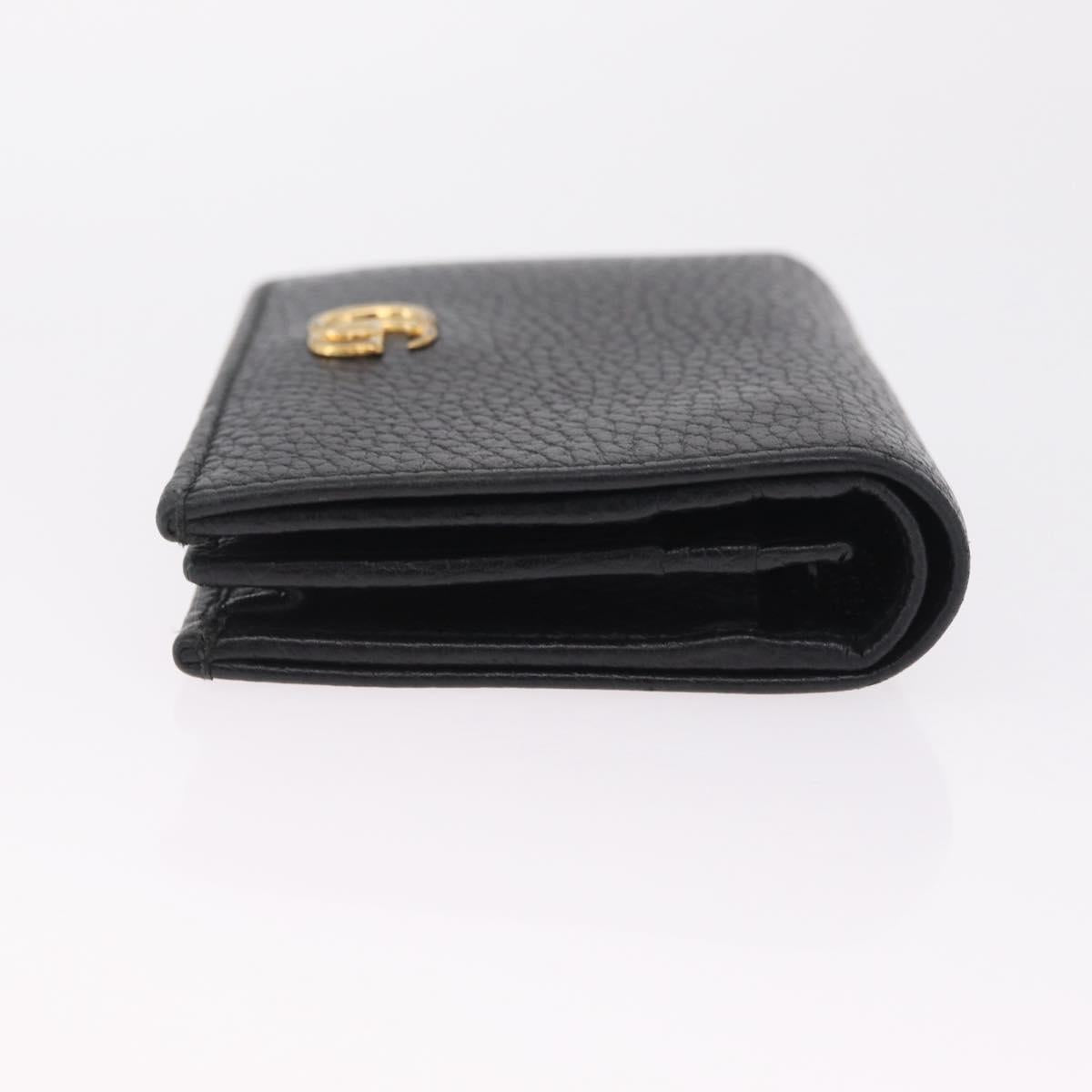 GUCCI GG Marmont Bifold Wallet Leather Black Gold 456126 Auth 216273V