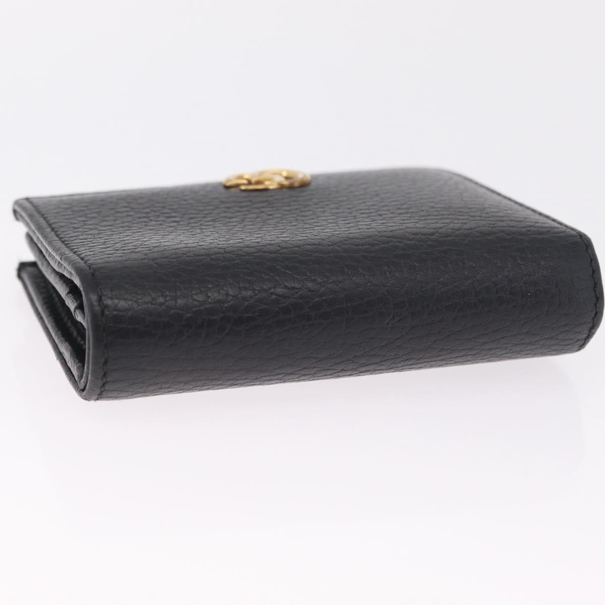 GUCCI GG Marmont Bifold Wallet Leather Black Gold 456126 Auth 216273V