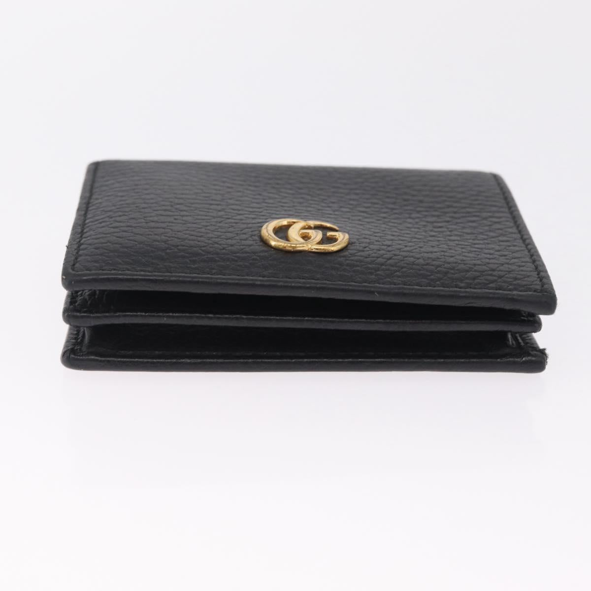 GUCCI GG Marmont Bifold Wallet Leather Black Gold 456126 Auth 216273V