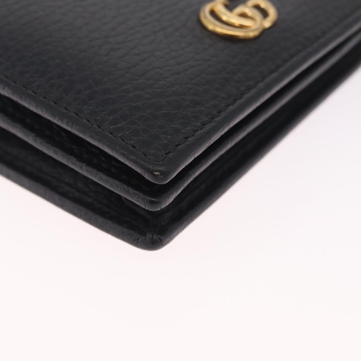 GUCCI GG Marmont Bifold Wallet Leather Black Gold 456126 Auth 216273V
