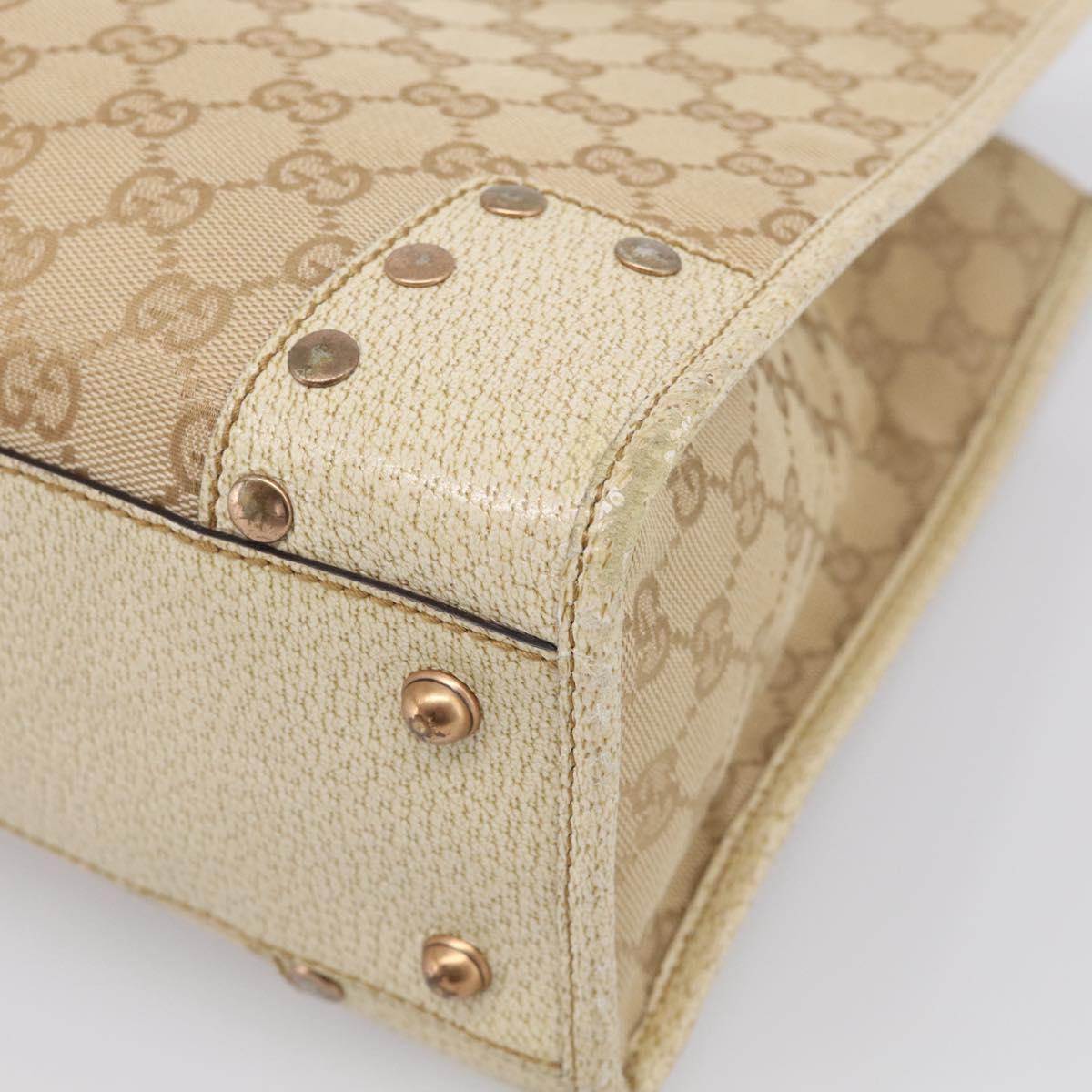 GUCCI GG Canvas Hand Bag Beige Bronze 124260 Auth 216281A