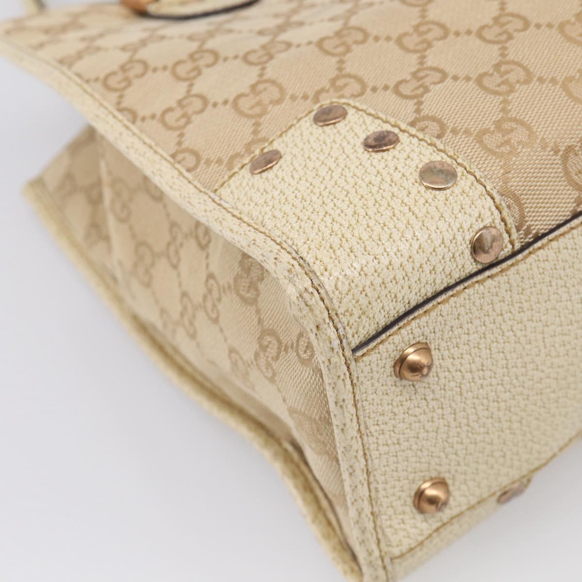 GUCCI GG Canvas Hand Bag Beige Bronze 124260 Auth 216281A
