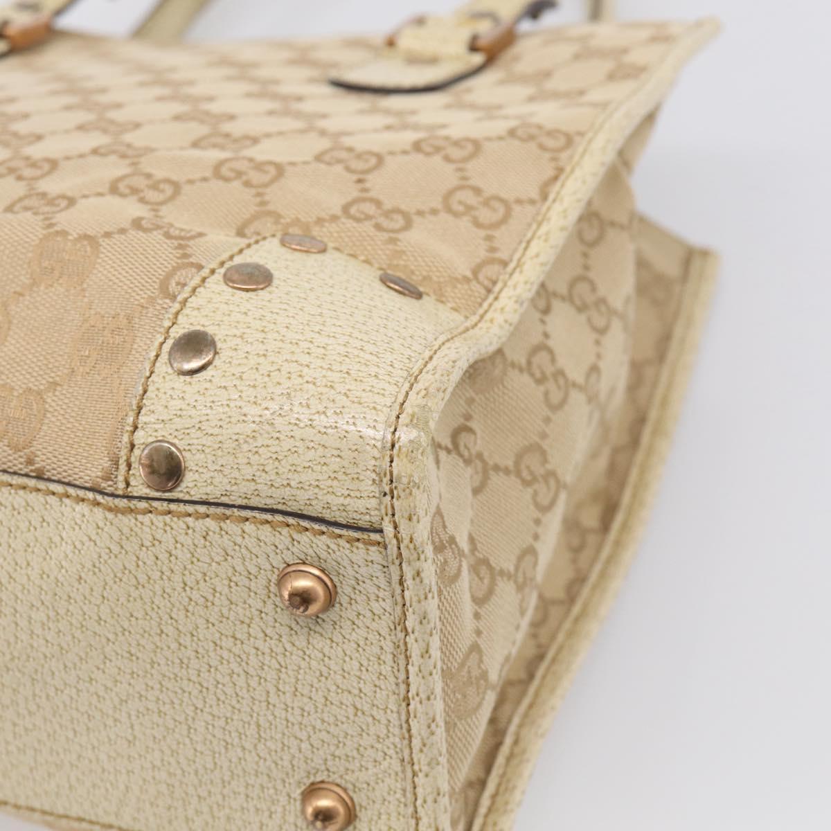 GUCCI GG Canvas Hand Bag Beige Bronze 124260 Auth 216281A