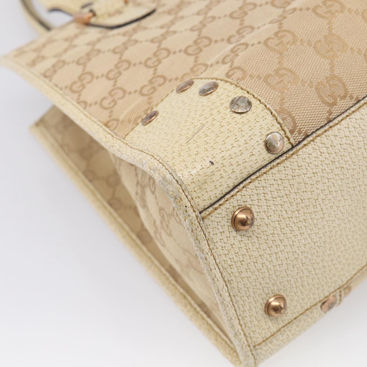 GUCCI GG Canvas Hand Bag Beige Bronze 124260 Auth 216281A