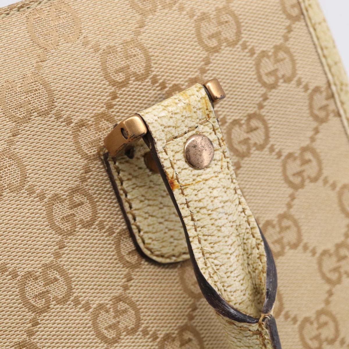 GUCCI GG Canvas Hand Bag Beige Bronze 124260 Auth 216281A