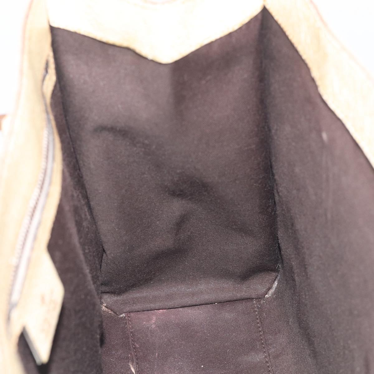 GUCCI GG Canvas Hand Bag Beige Bronze 124260 Auth 216281A