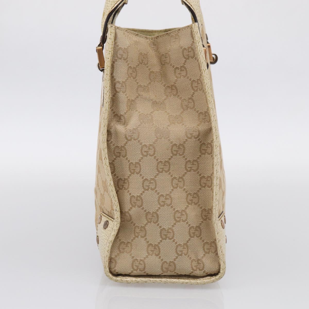 GUCCI GG Canvas Hand Bag Beige Bronze 124260 Auth 216281A