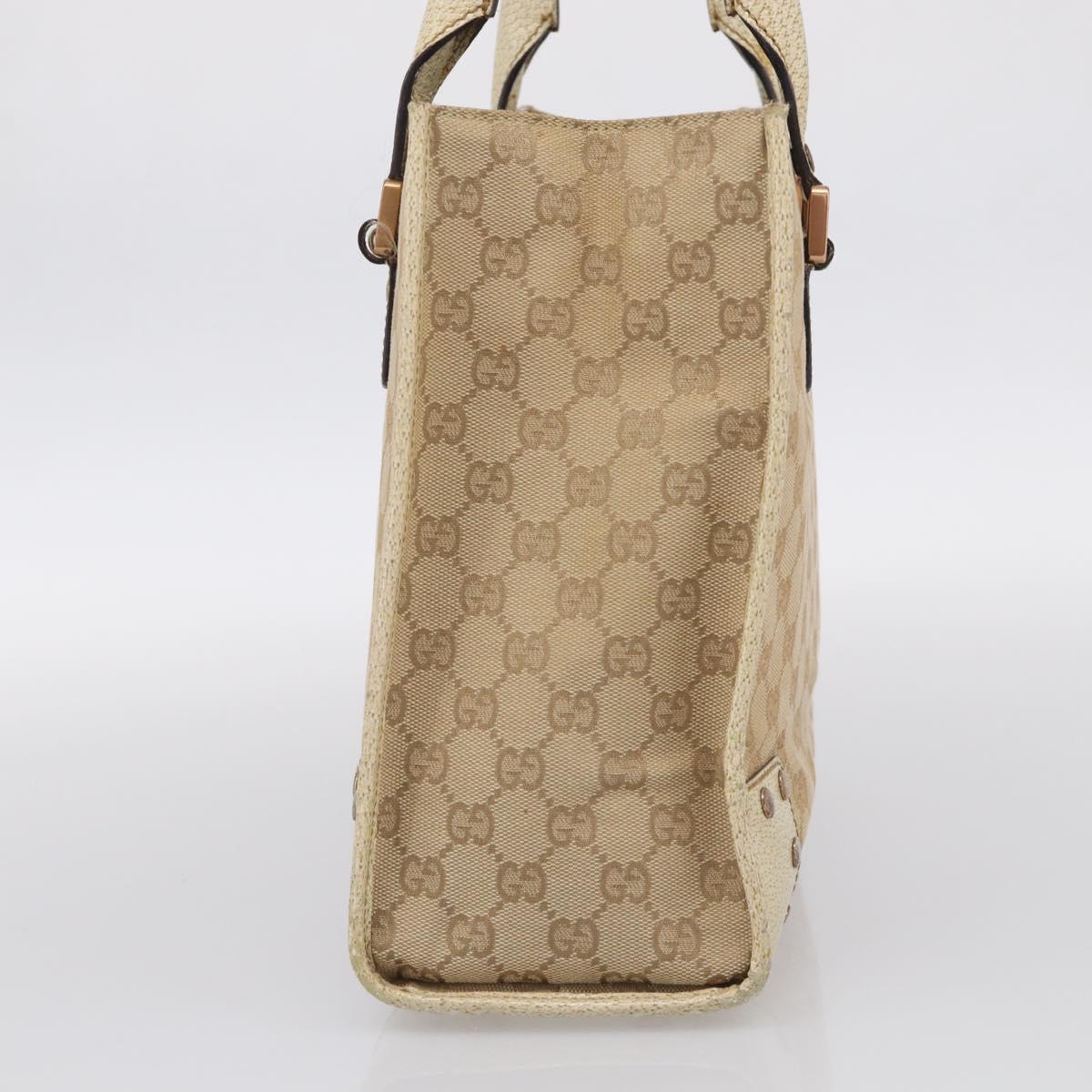 GUCCI GG Canvas Hand Bag Beige Bronze 124260 Auth 216281A