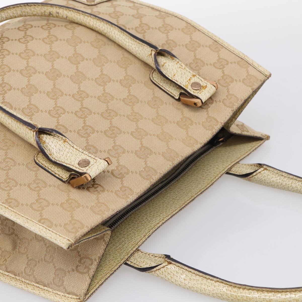 GUCCI GG Canvas Hand Bag Beige Bronze 124260 Auth 216281A